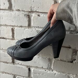 Classic blue ish Gray Women's Pump with Decorative Strap